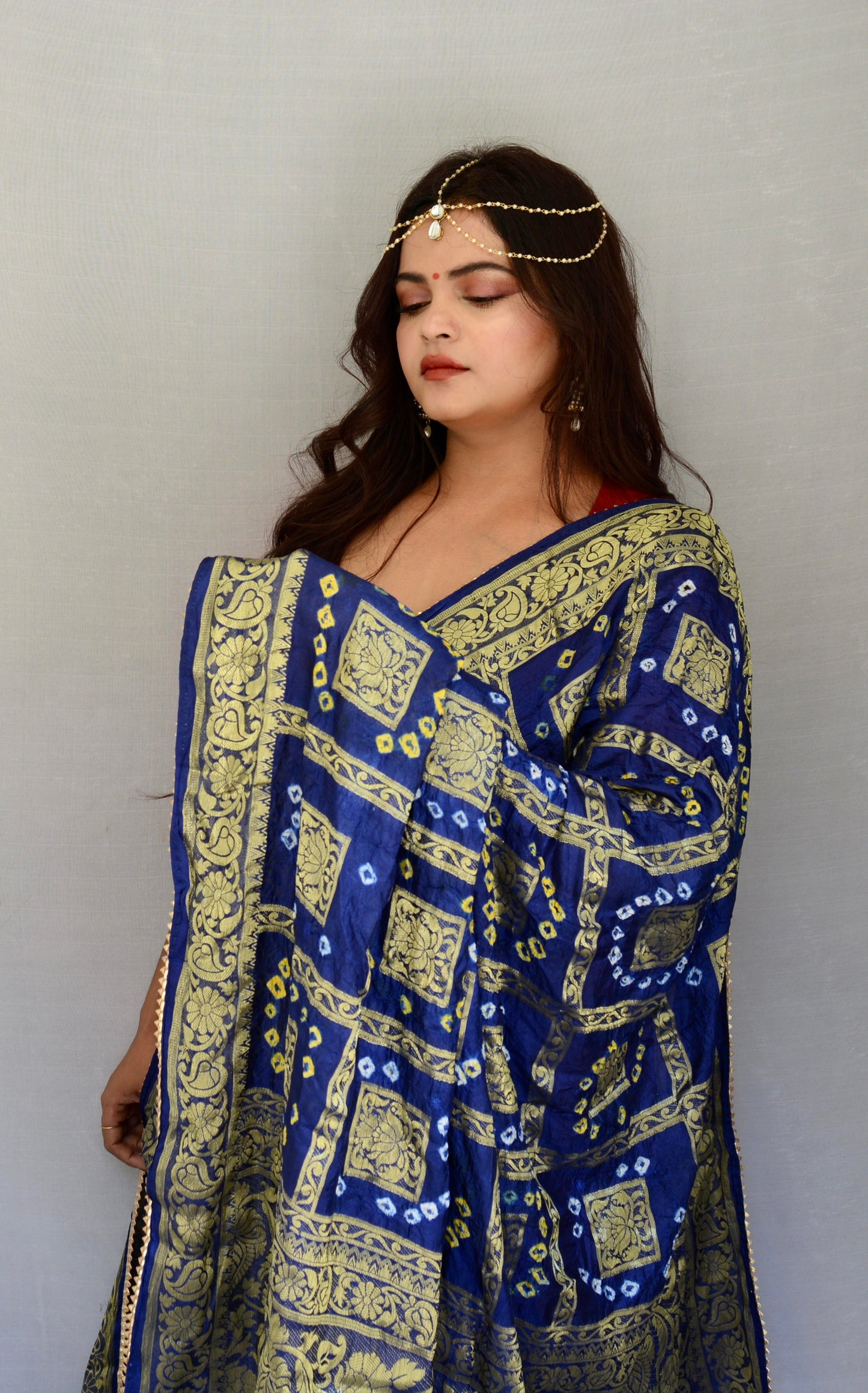 Blue Traditional Gharchola Dupatta - Vaaniari