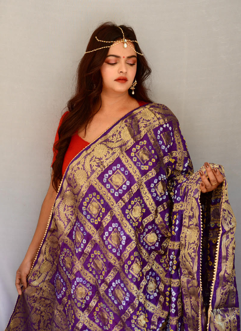 Purple Traditional Gharchola Dupatta - Vaaniari