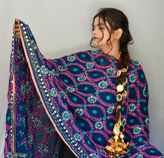 Phulkari duppatta Blue