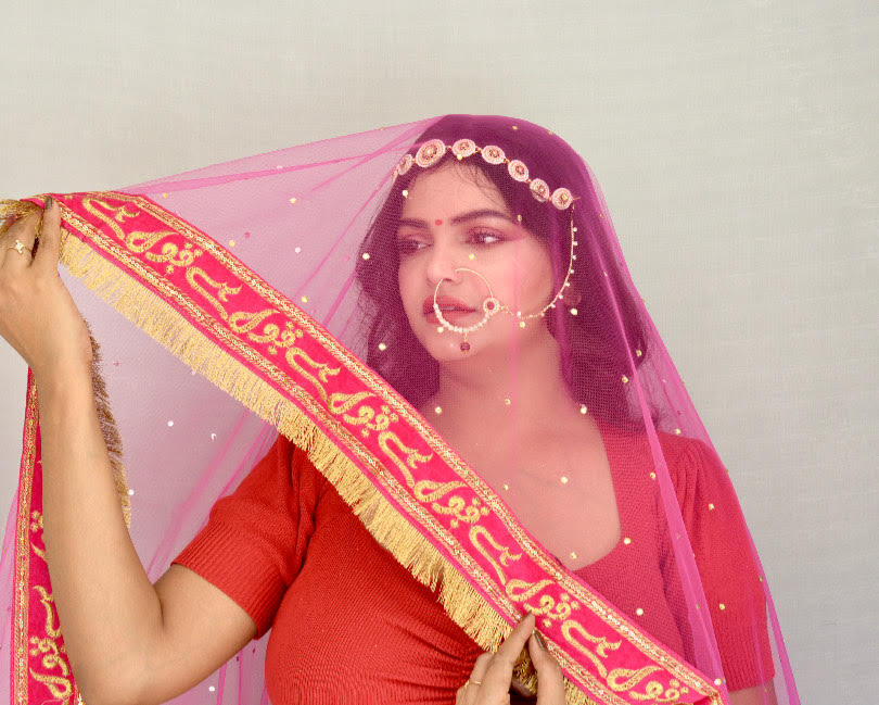 Qubool Hai Pink Net Dupatta - Vaaniari