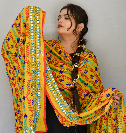 Phulkari Duppatta Yellow